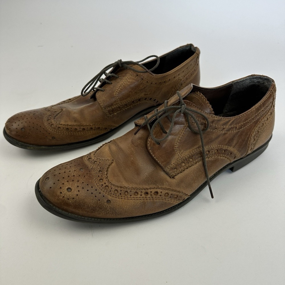 Steve Madden Neville Wingtip Oxford Dress Shoes Brown Leather Men's Size 12 - Picture 2 of 15